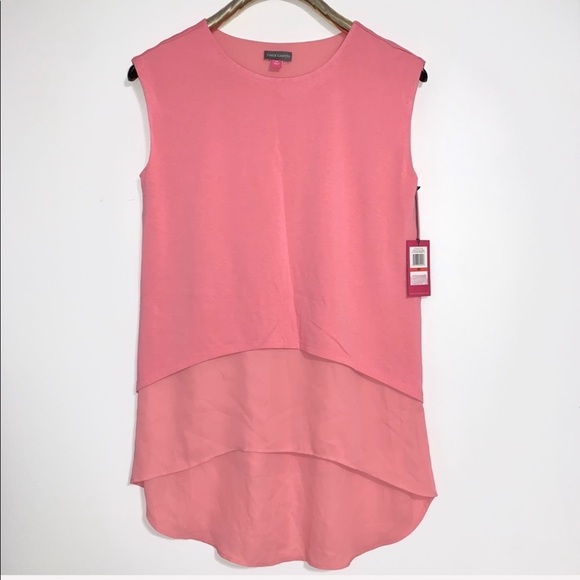 Vince Camuto Mixed Media Tunic Top Rose​ - Picture 4 of 11